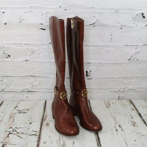 Michael Kors Heather Leather Wide Calf Riding Boots